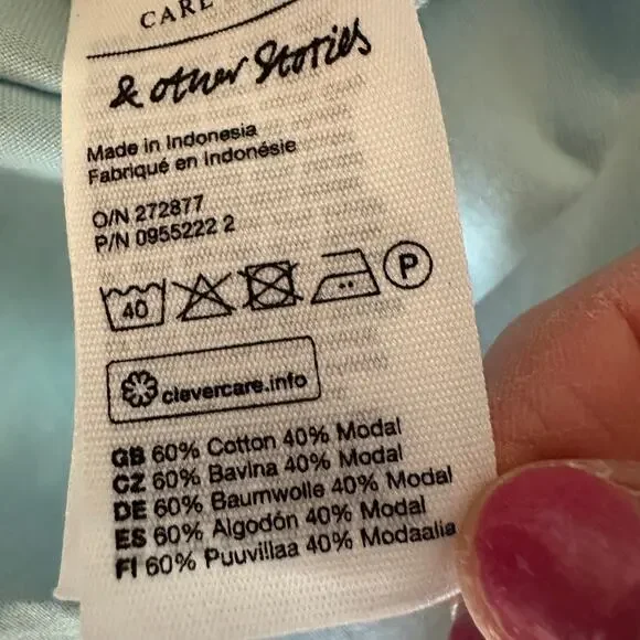 & Other Stories Womens 4 Light Blue Twist Detail Cut Out Long Sleeve Blouse - Picture 9 of 10